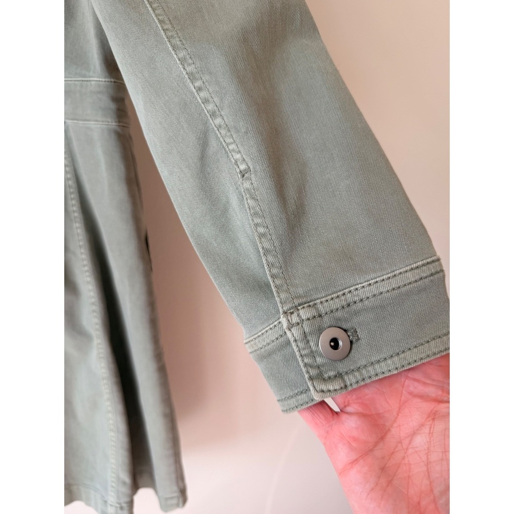 JJill Denim Womens Medium Sage Green Cotton Chore Coat Longline Utility Jacket - Picture 6 of 7